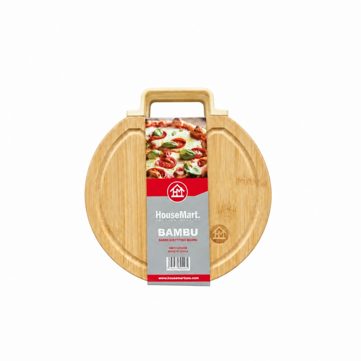 HouseMart Bambu Round Cutting Board with Carry Handle