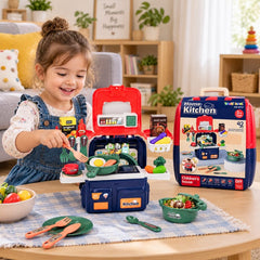 42-Piece Kids Portable Kitchen Playset with Carry Case – Pretend Cooking Toy for Ages 3+