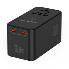 Max & Max GAN 100W Universal Travel Adapter with Retractable Cable PD,Type-C 3 + USB A Port