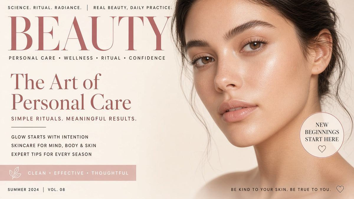 Editorial abstract beauty and skincare products cover