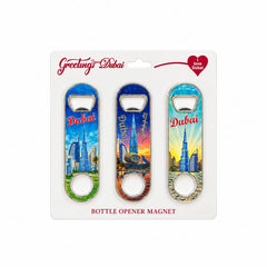 Greetings from Dubai Bottle Opener Magnet 3 Piece City Design
