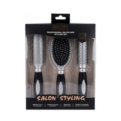 Professional Salon Hair Styling Brush Set – 3 Piece Hairbrush Kit