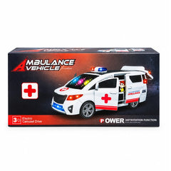 Kids Electric Ambulance Toy Car with Lights & 360° Rotation – Ages 3+
