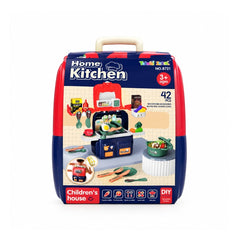 42-Piece Kids Portable Kitchen Playset with Carry Case – Pretend Cooking Toy for Ages 3+