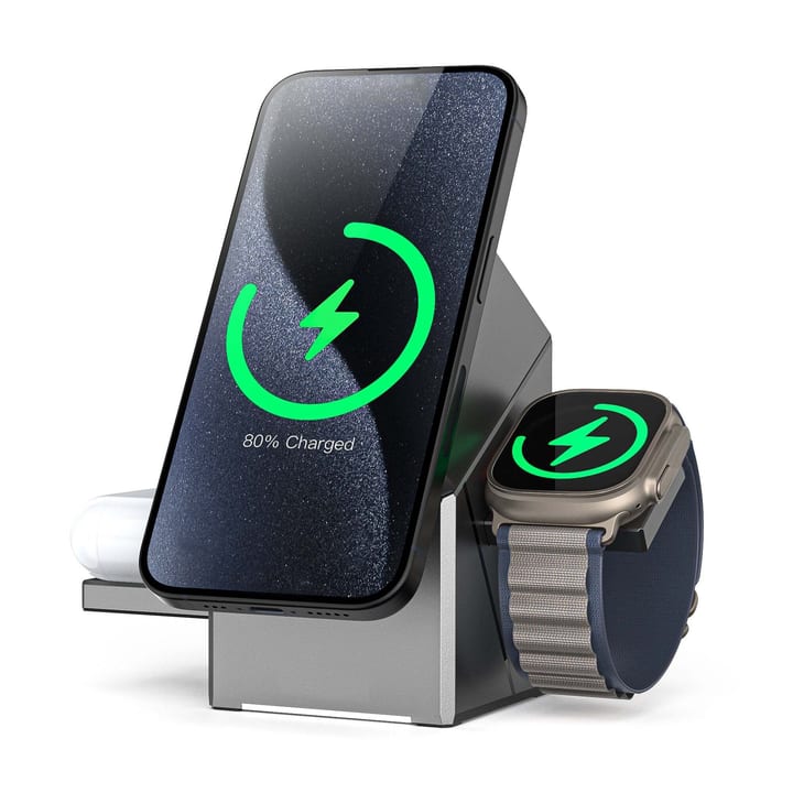 Max & Max 3 in 1 Qi2 15w Spin Charger