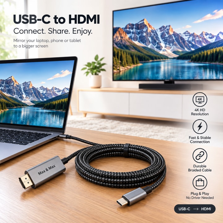 Max & Max HDMI to Type-C Cable