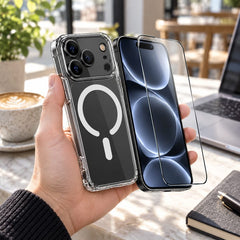 Max & Max iPhone 18 Pro Clear Case With Magsafe + Glass (Bundel)