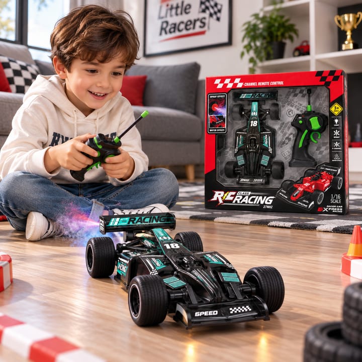 1:16 RC Formula Racing Car with Light & Spray Effect – 4-Channel Remote-Control Toy
