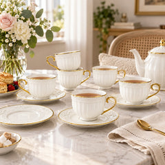 Gold Trim Tea Cup and Saucer Set