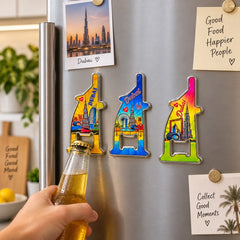 Greetings from Dubai Bottle Opener Magnet 3 Piece Landmark Design