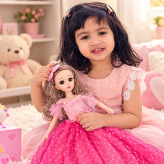 Princess Toy Doll Set for Kids – Blonde Fashion Doll in Pink Dress for Pretend Play