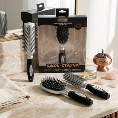 Professional Salon Hair Styling Brush Set – 3 Piece Hairbrush Kit